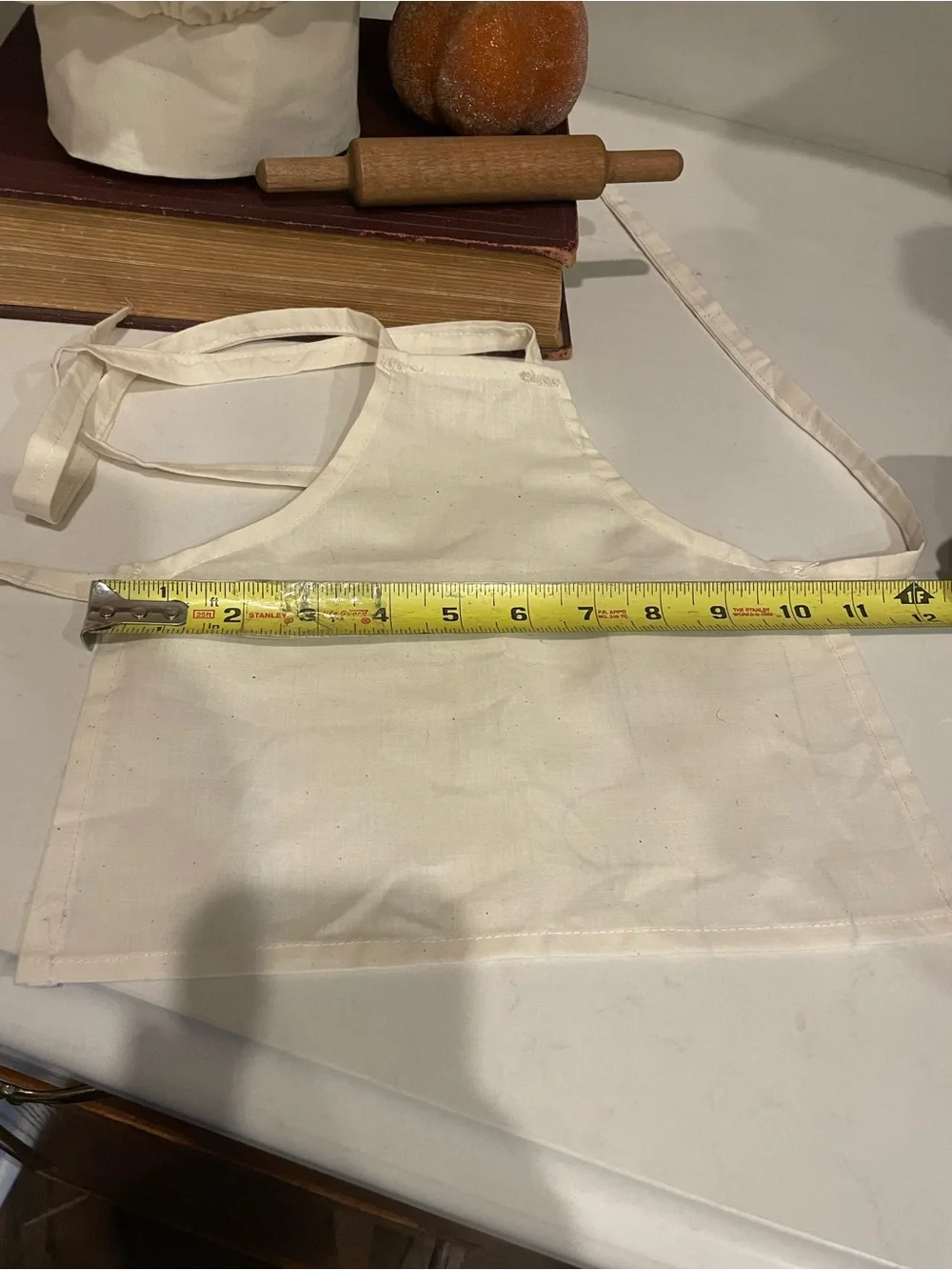 Classic White Baby Chef Hat and Apron Set with Mini Rolling Pin